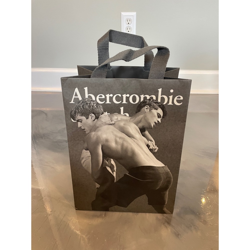 Abercrombie & Fitch Y2K VTG Shopping Gift Bag Thick Male Wrestling Muscles 12x9